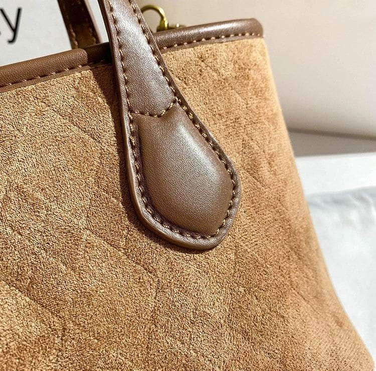 Two- Toned Embossed Suede Mini Tote Bag