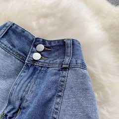 Two-Toned High-Waist Denim Skirt