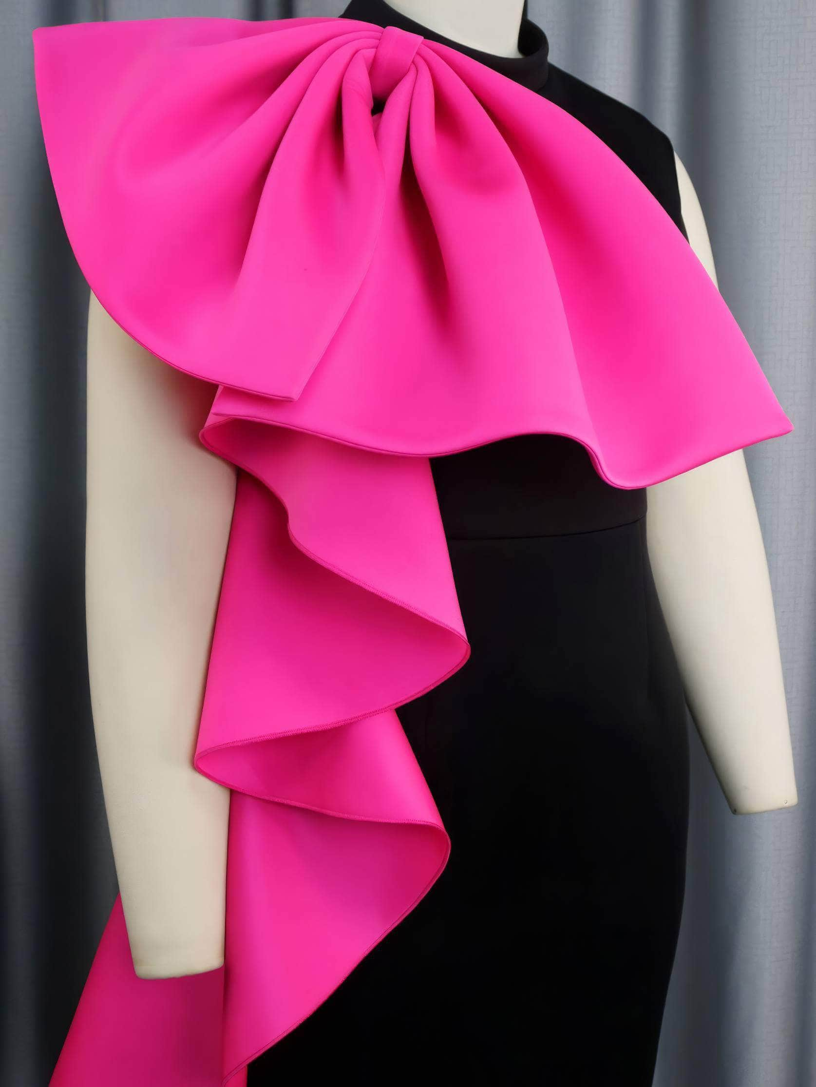 Two-Toned Large Bow Ruffle Sleeveless Dress