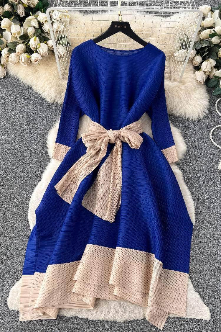 Two-Toned Mesh Bow Detailed Loose Dress