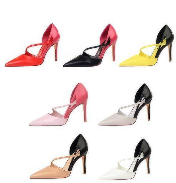 Two-Toned Side Strap Court Heels