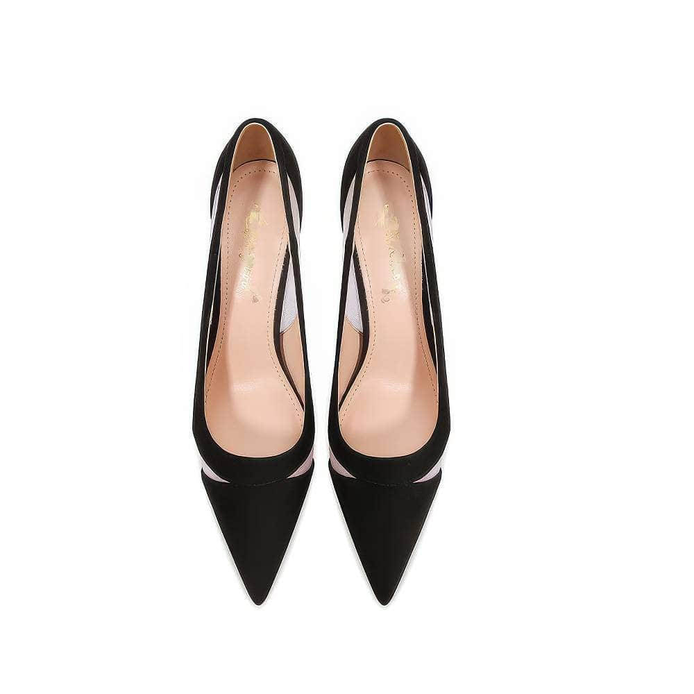 Two-Toned Suede Pointy Toe Pump Heels