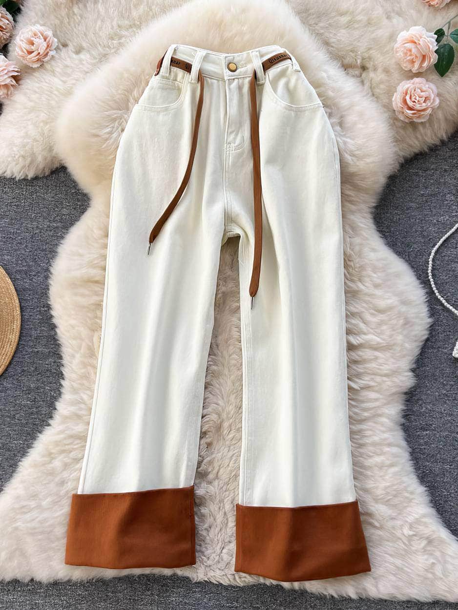 Two-Toned Vintage Wide Leg Pants XS / Ivory