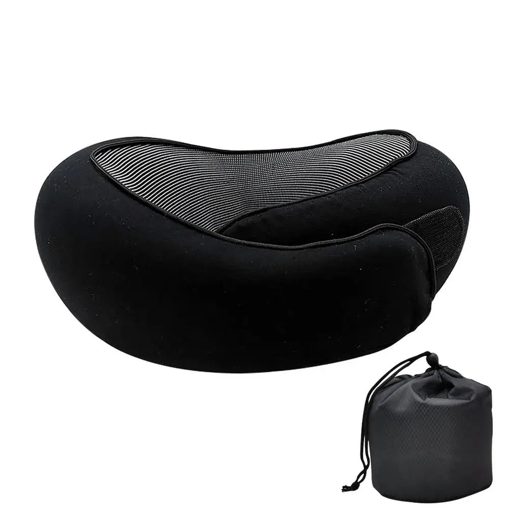 U-shaped Portable Memory Foam Neck Pillow Black