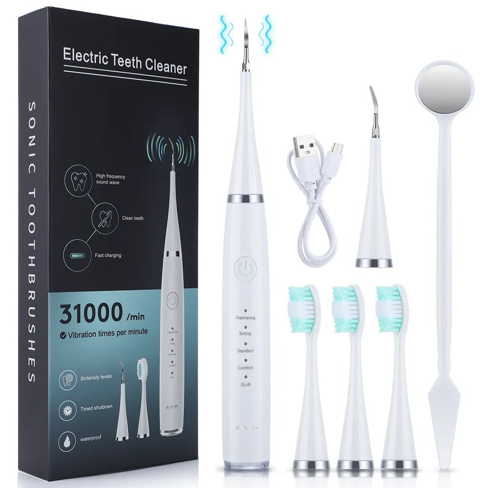 Ultrasonic Dental Scaler - Electric Sonic Tooth Stain Remover for Teeth Tartar, Calculus, and Plaque