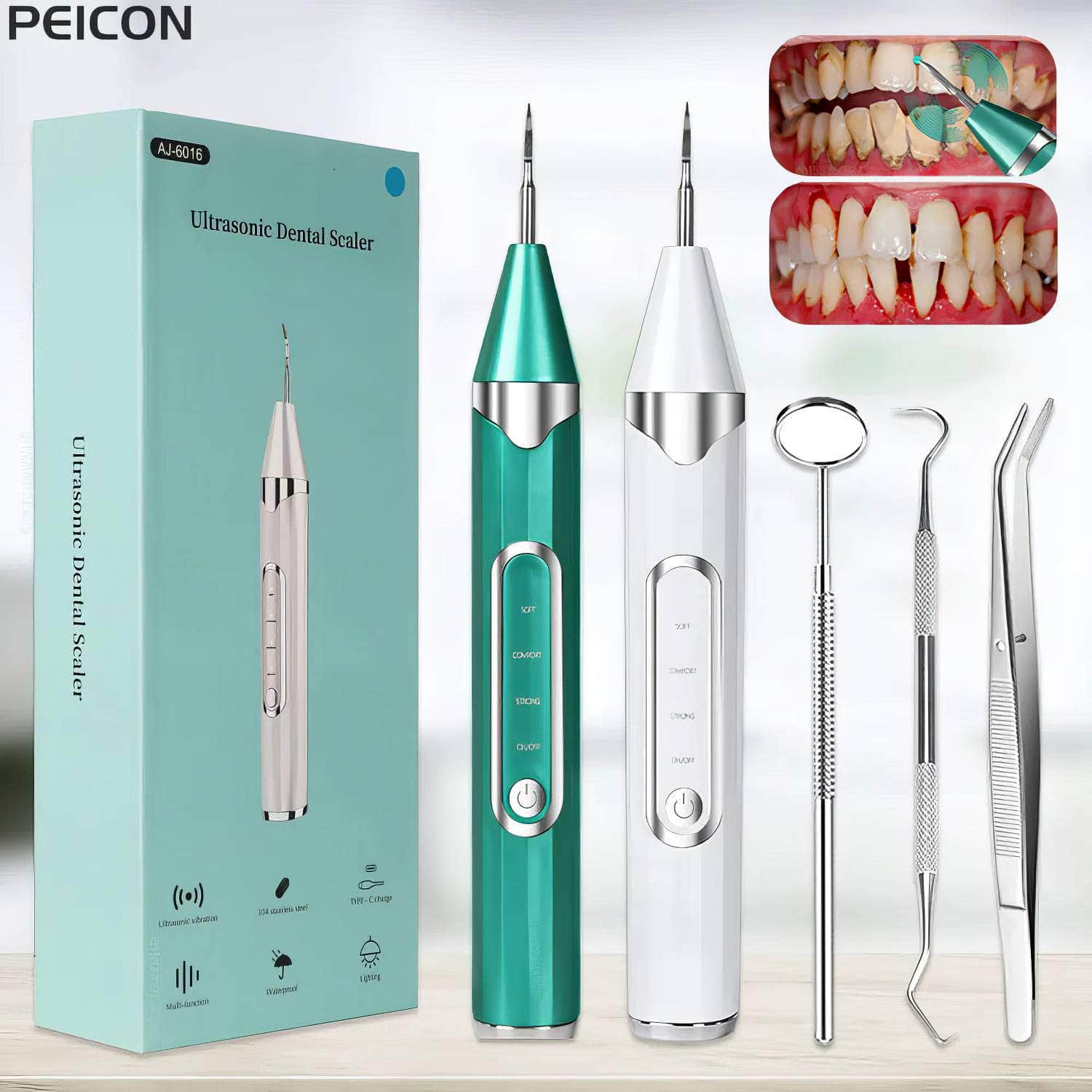 Ultrasonic Dental Scaler - Tartar Remover, Plaque Calculus Remover, Sonic Tooth Cleaner, Dental Stone Removal