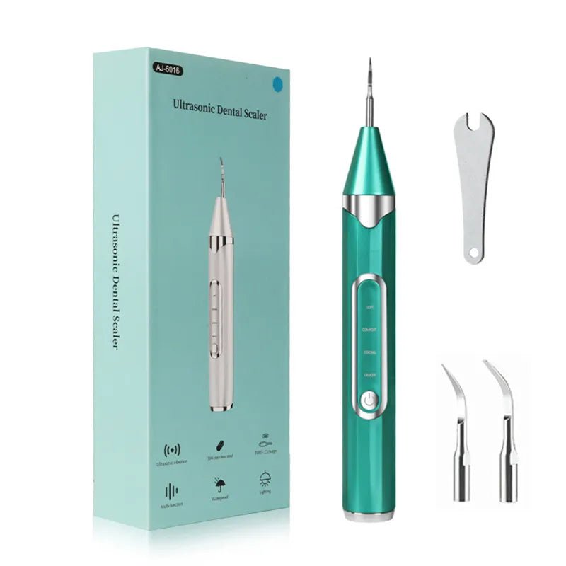 Ultrasonic Dental Scaler - Tartar Remover, Plaque Calculus Remover, Sonic Tooth Cleaner, Dental Stone Removal Green