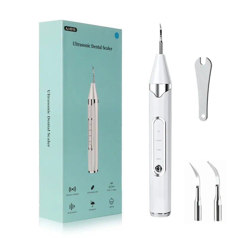 Ultrasonic Dental Scaler - Tartar Remover, Plaque Calculus Remover, Sonic Tooth Cleaner, Dental Stone Removal White