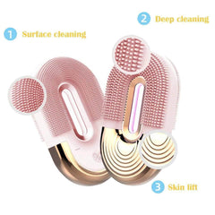 Ultrasonic Face Cleaning Brush: Electric IPX-7 Vibration Massager, Wireless Charger Case