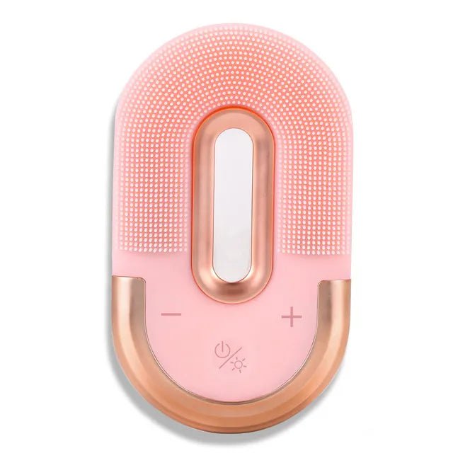 Ultrasonic Face Cleaning Brush: Electric IPX-7 Vibration Massager, Wireless Charger Case SFCB016-pink