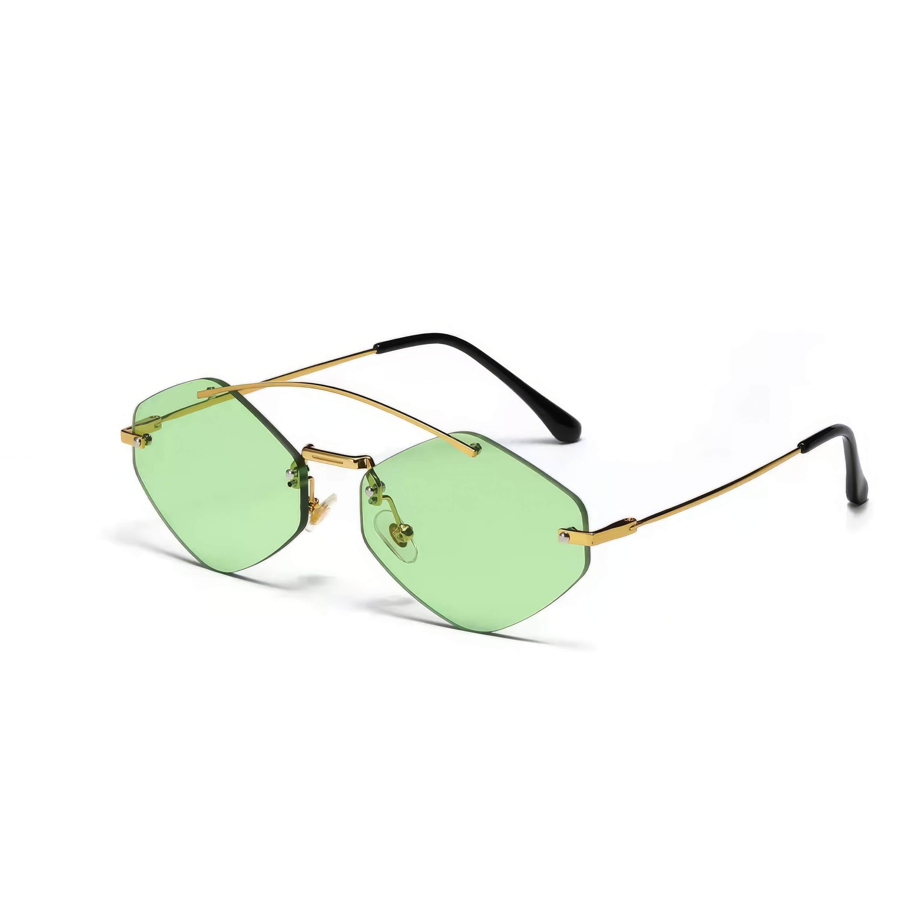 Unique Metal Framework Retro Sunglasses Green/Silver / Resin