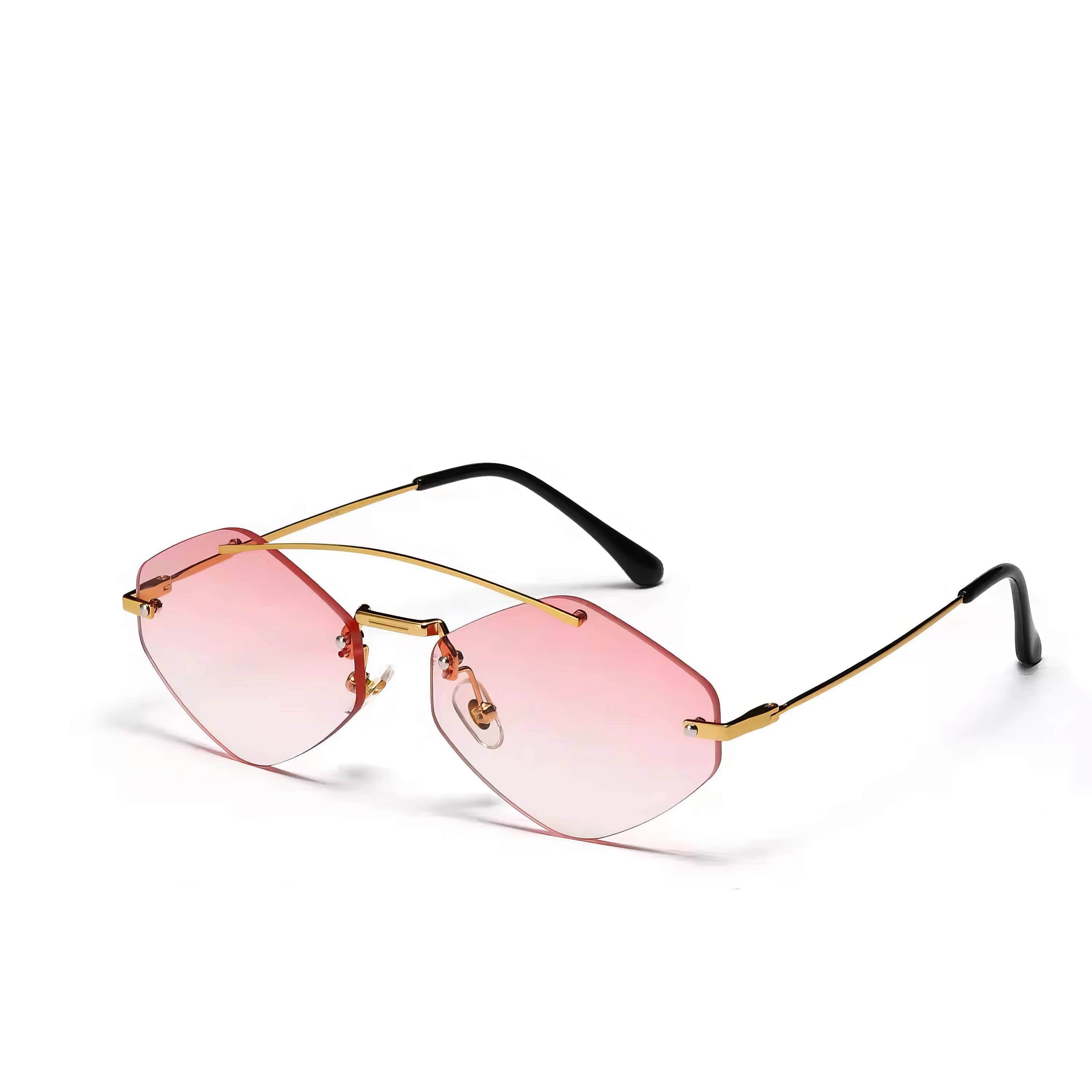 Unique Metal Framework Retro Sunglasses Pink/Silver / Resin