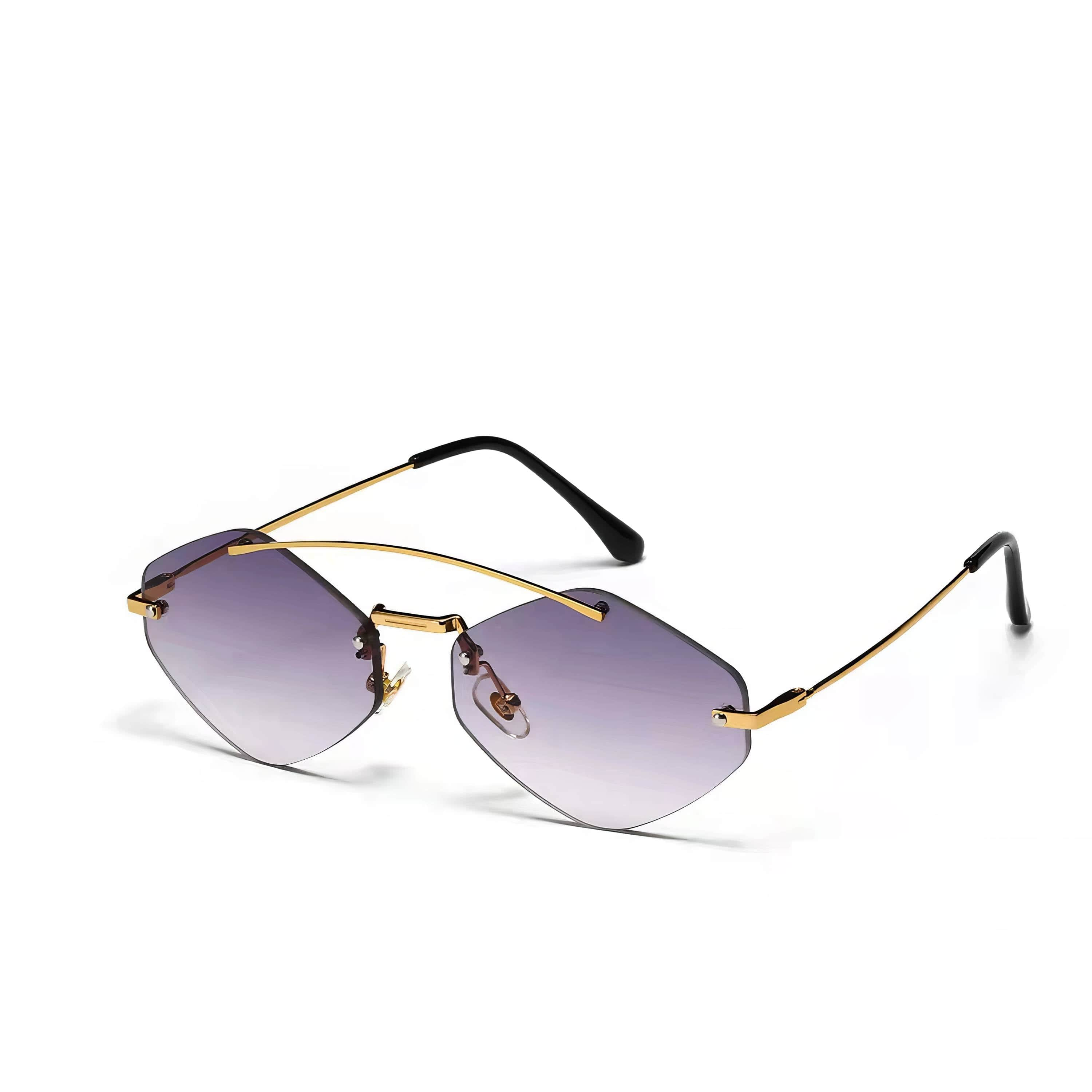 Unique Metal Framework Retro Sunglasses Purple/Silver / Resin