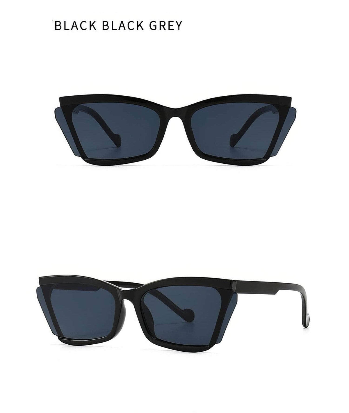 Unique Sleek Frame Sunglasses Black Black Gray / Resin