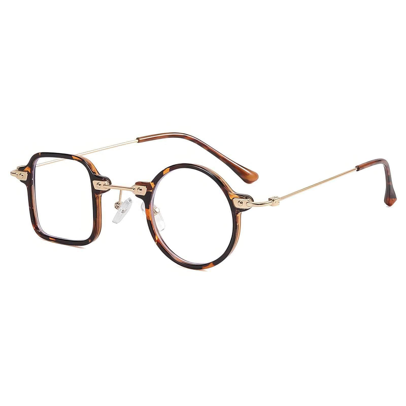 Unique Square Round Eyewear leopard/light / Resin