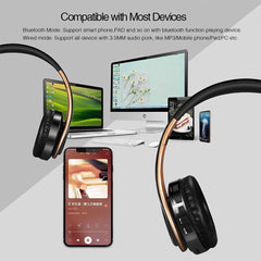 Upgraded Wireless Bluetooth Headphones - Stereo Headset with Mic, Music Sports Overhead Earphone for Smart Phone TV PC Tablet