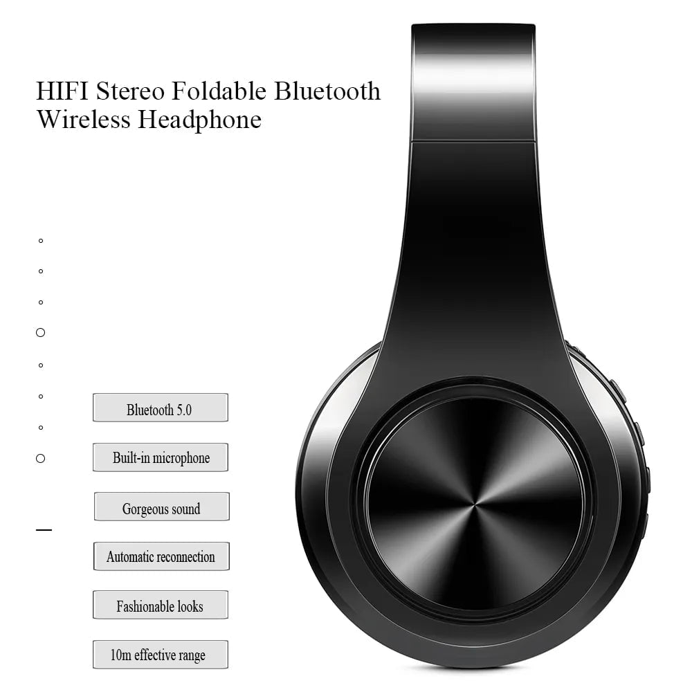 Upgraded Wireless Bluetooth Headphones - Stereo Headset with Mic, Music Sports Overhead Earphone for Smart Phone TV PC Tablet