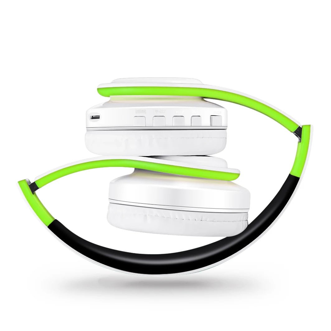 Upgraded Wireless Bluetooth Headphones - Stereo Headset with Mic, Music Sports Overhead Earphone for Smart Phone TV PC Tablet green white / CHINA