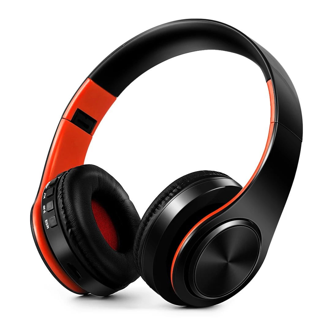 Upgraded Wireless Bluetooth Headphones - Stereo Headset with Mic, Music Sports Overhead Earphone for Smart Phone TV PC Tablet orange black / CHINA