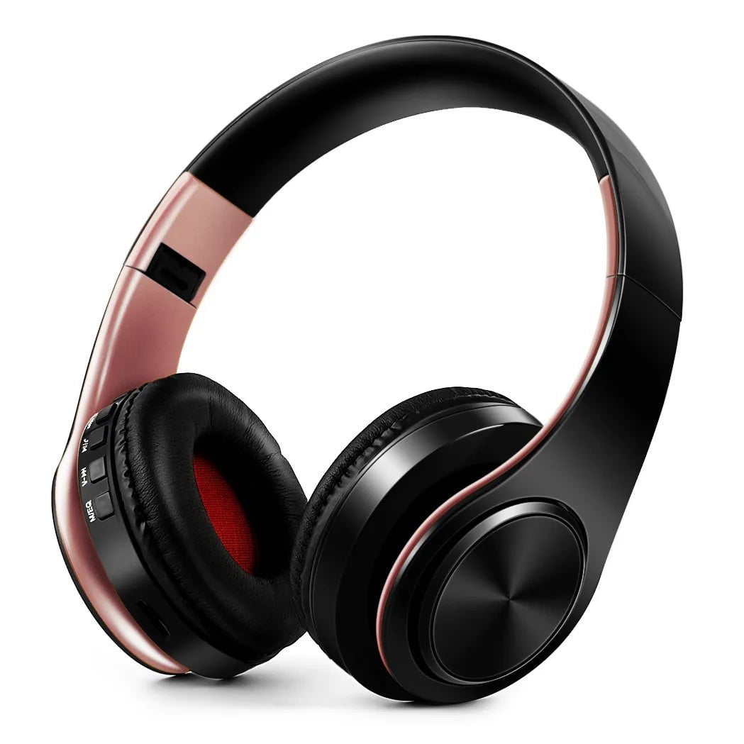 Upgraded Wireless Bluetooth Headphones - Stereo Headset with Mic, Music Sports Overhead Earphone for Smart Phone TV PC Tablet rose gold black / CHINA