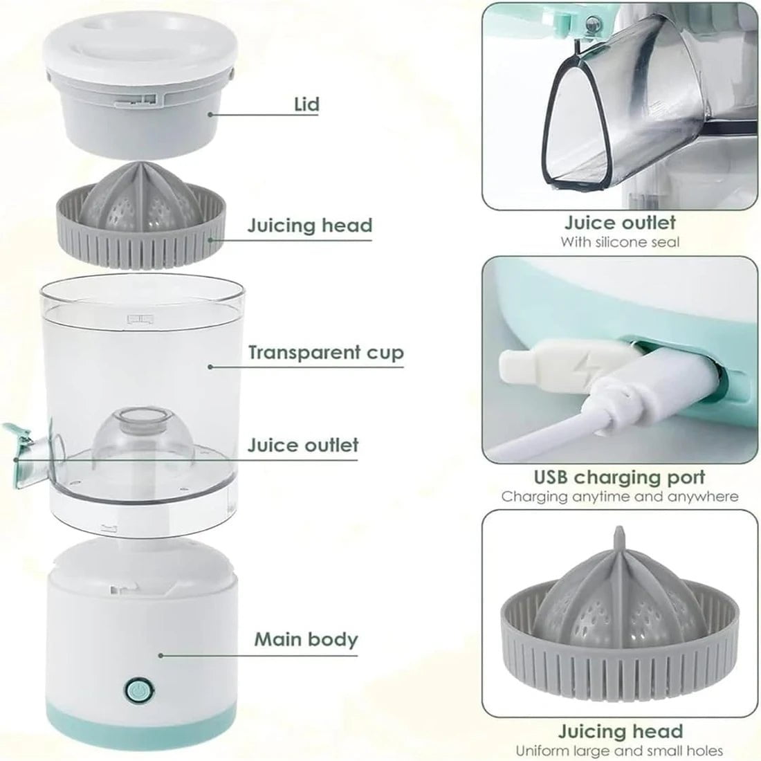 USB Rechargeable Electric Juicer Juice Cup white