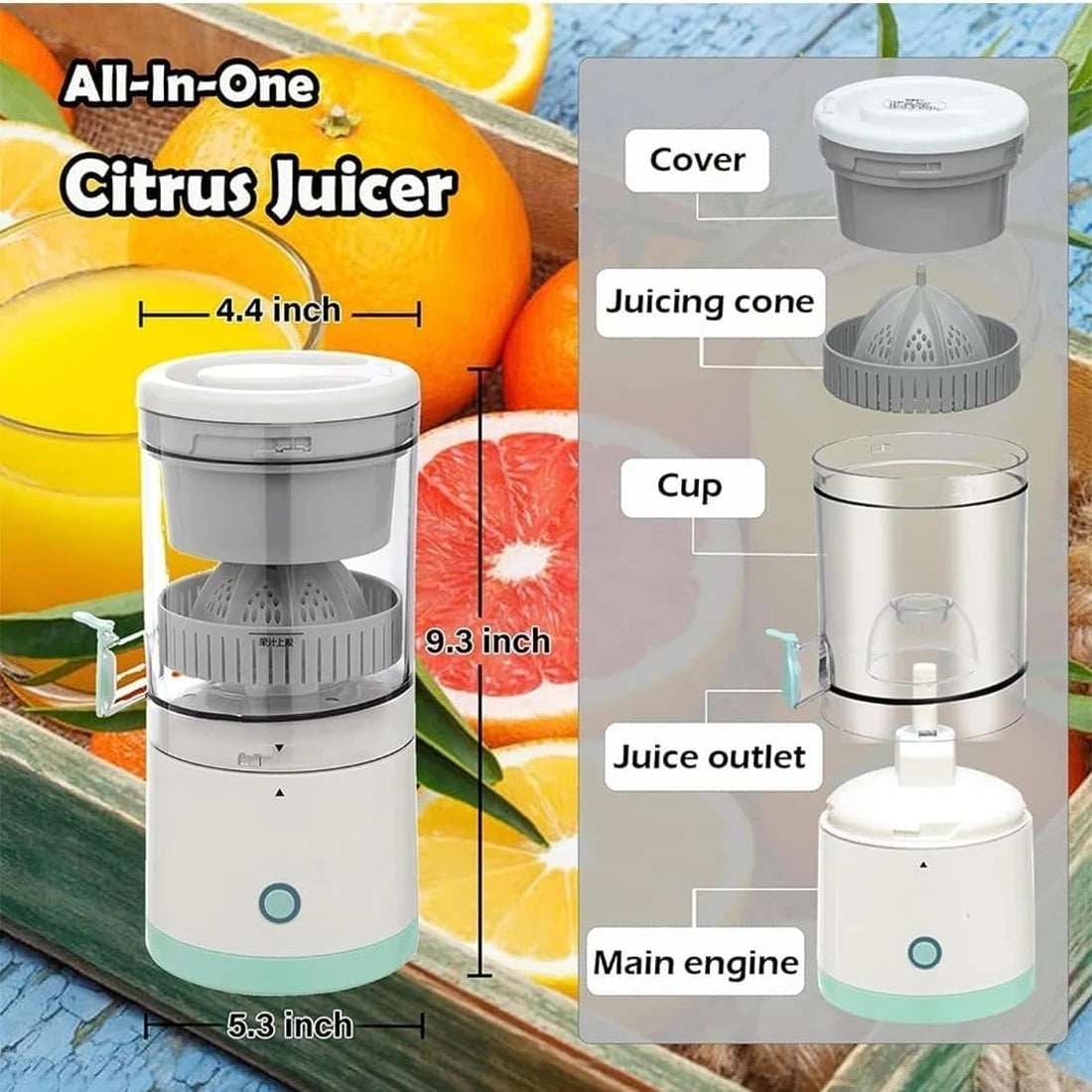 USB Rechargeable Electric Juicer Juice Cup white