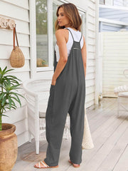 V-Neck Spaghetti Strap Jumpsuit Dark Gray / S