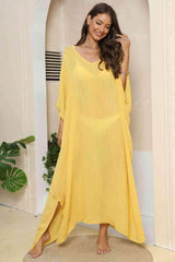 V-Neck Three-Quarter Sleeve Cover-Up Banana Yellow / One Size