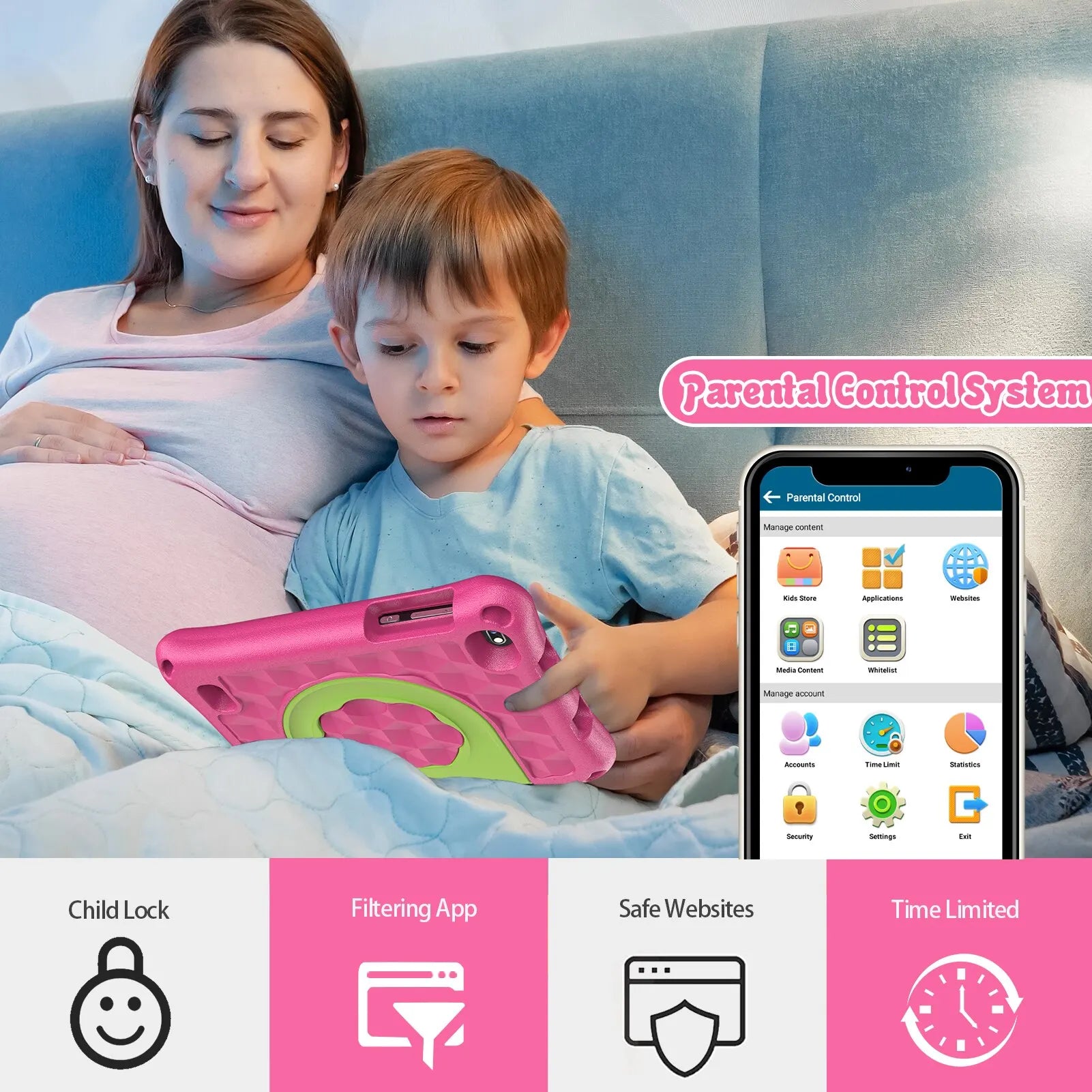 VASOUN Kids Tablet 7 Inch - Android 11, 2GB RAM, 32GB Storage, WiFi, Dual Camera, Parental Control, Google Playstore