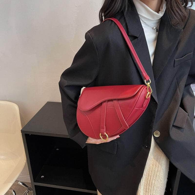Vegan Leather Shoulder Crossbody Bag Red / Large
