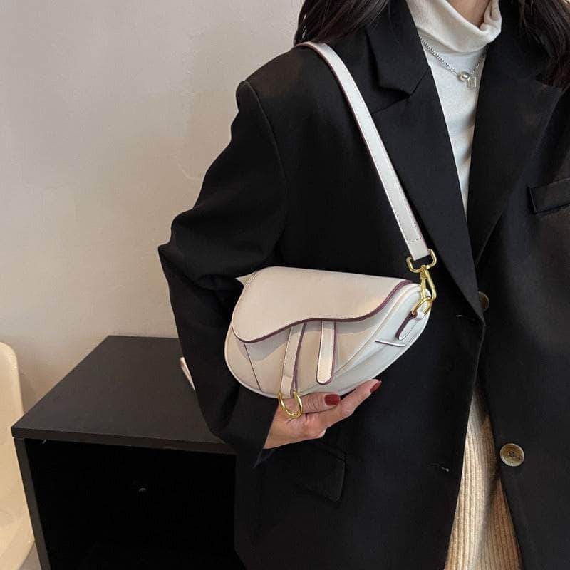 Vegan Leather Shoulder Crossbody Bag White / Small