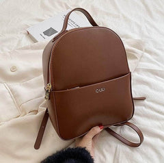 Versatile Convertible Multi-Way Faux Leather Backpack Brown