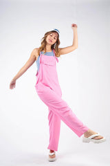 VERY J Knot Strap Jumpsuit with Pockets Pink / S