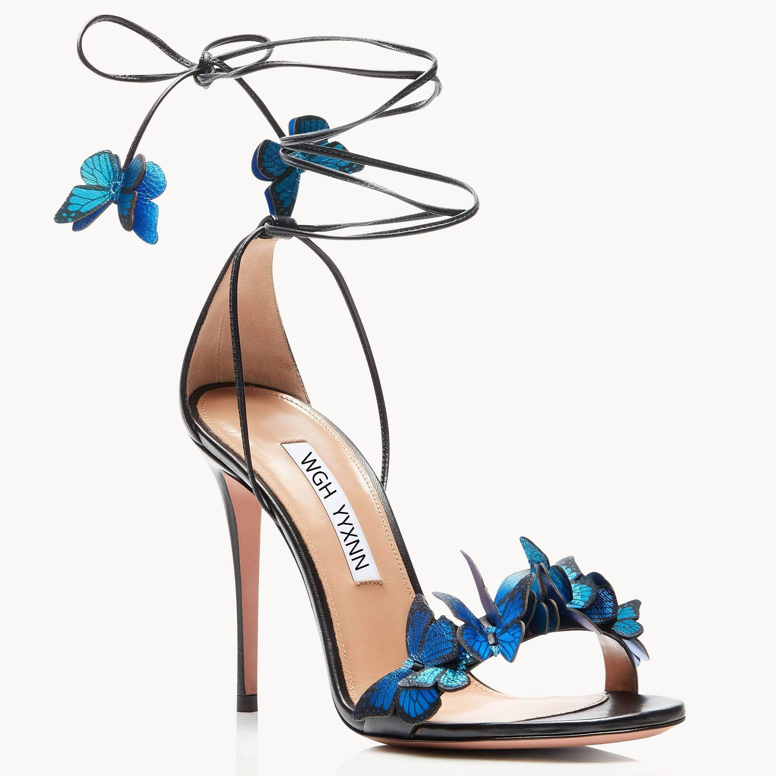 Vibrant Butterfly Lace-Up High Heels