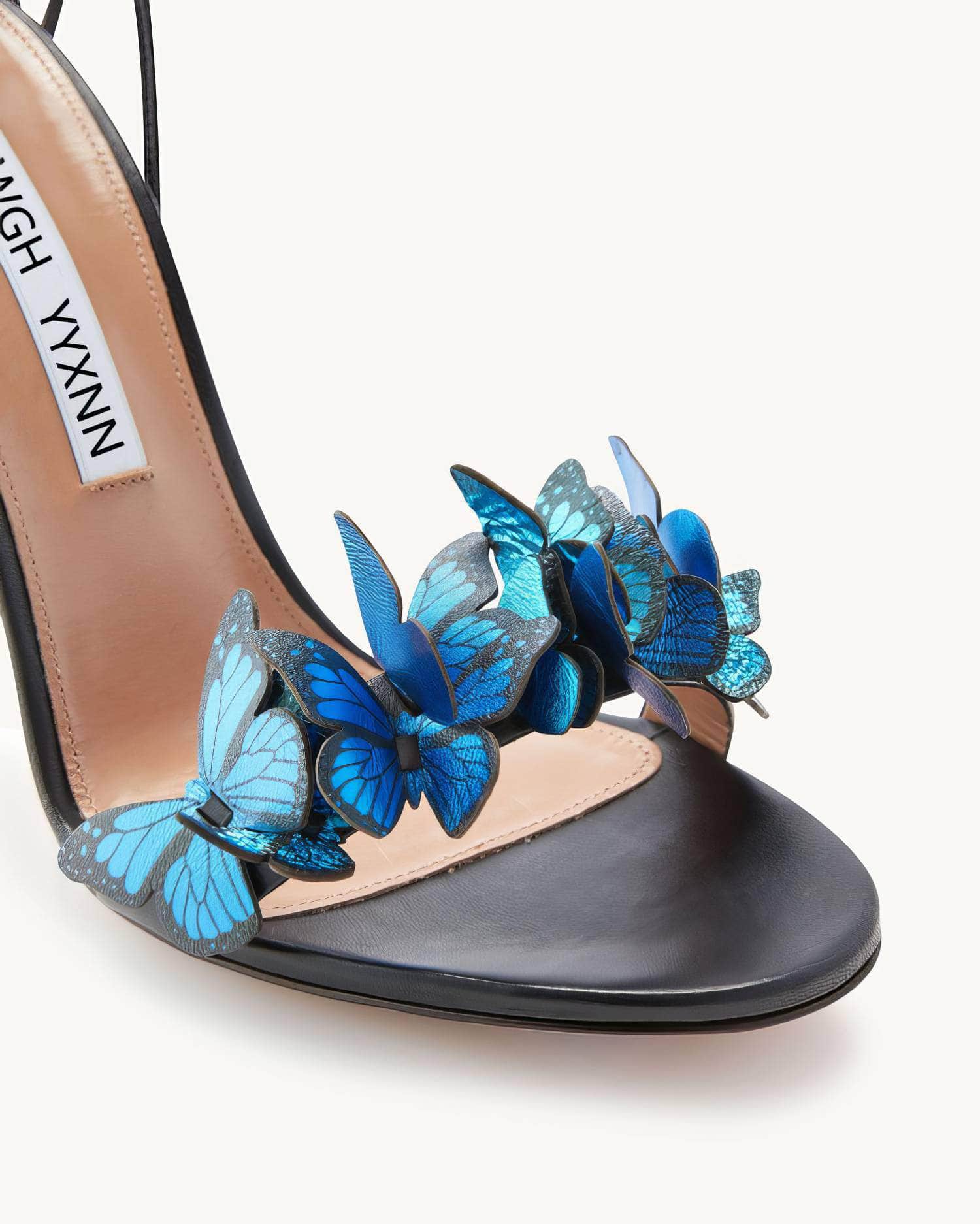 Vibrant Butterfly Lace-Up High Heels