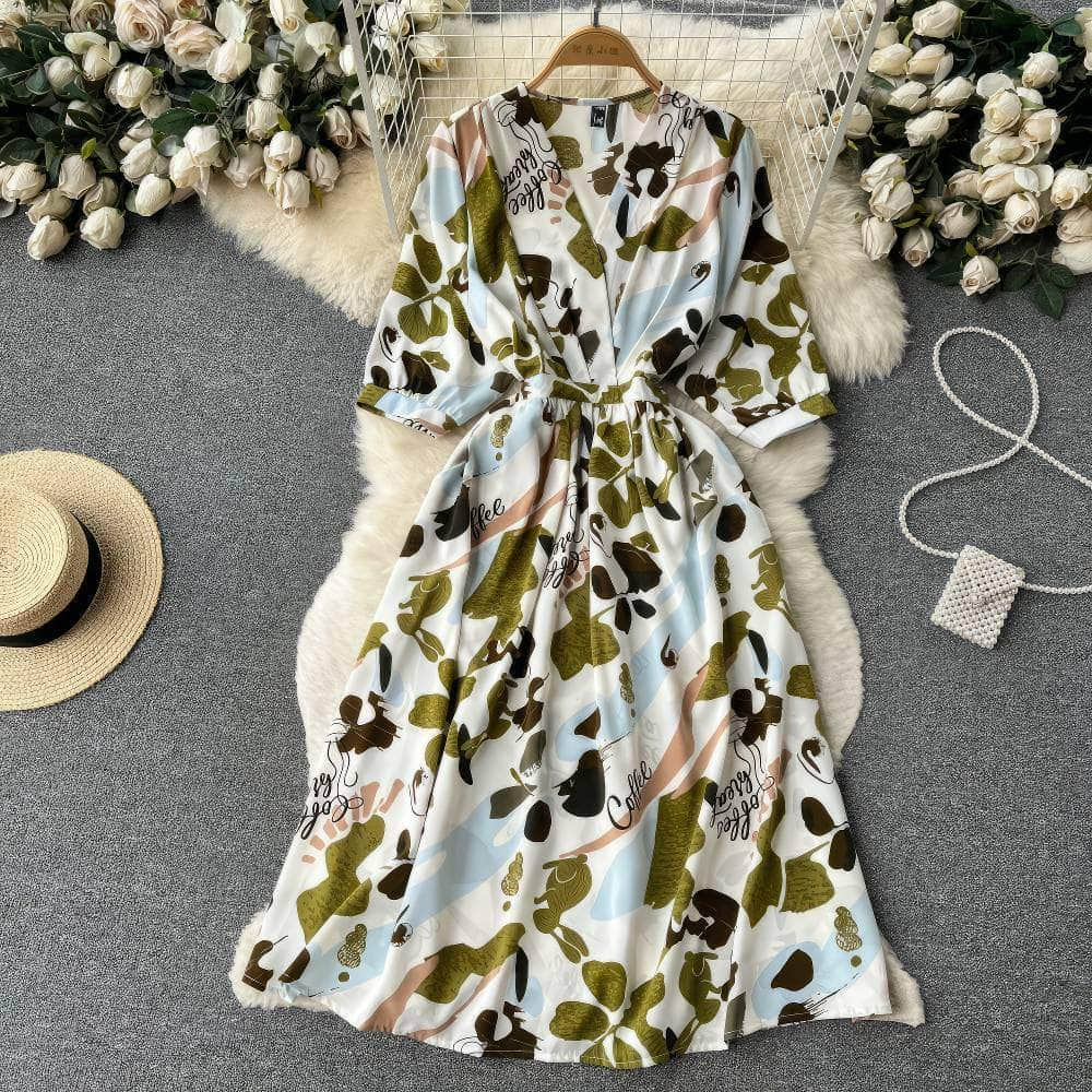 Vibrant Floral Midi Sleeves Wrap Dress MAX SIZE / Zen Garden Florals