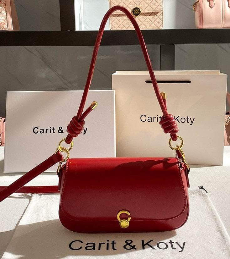 Vibrant Solid Color Saddle Crossbody Bag Red