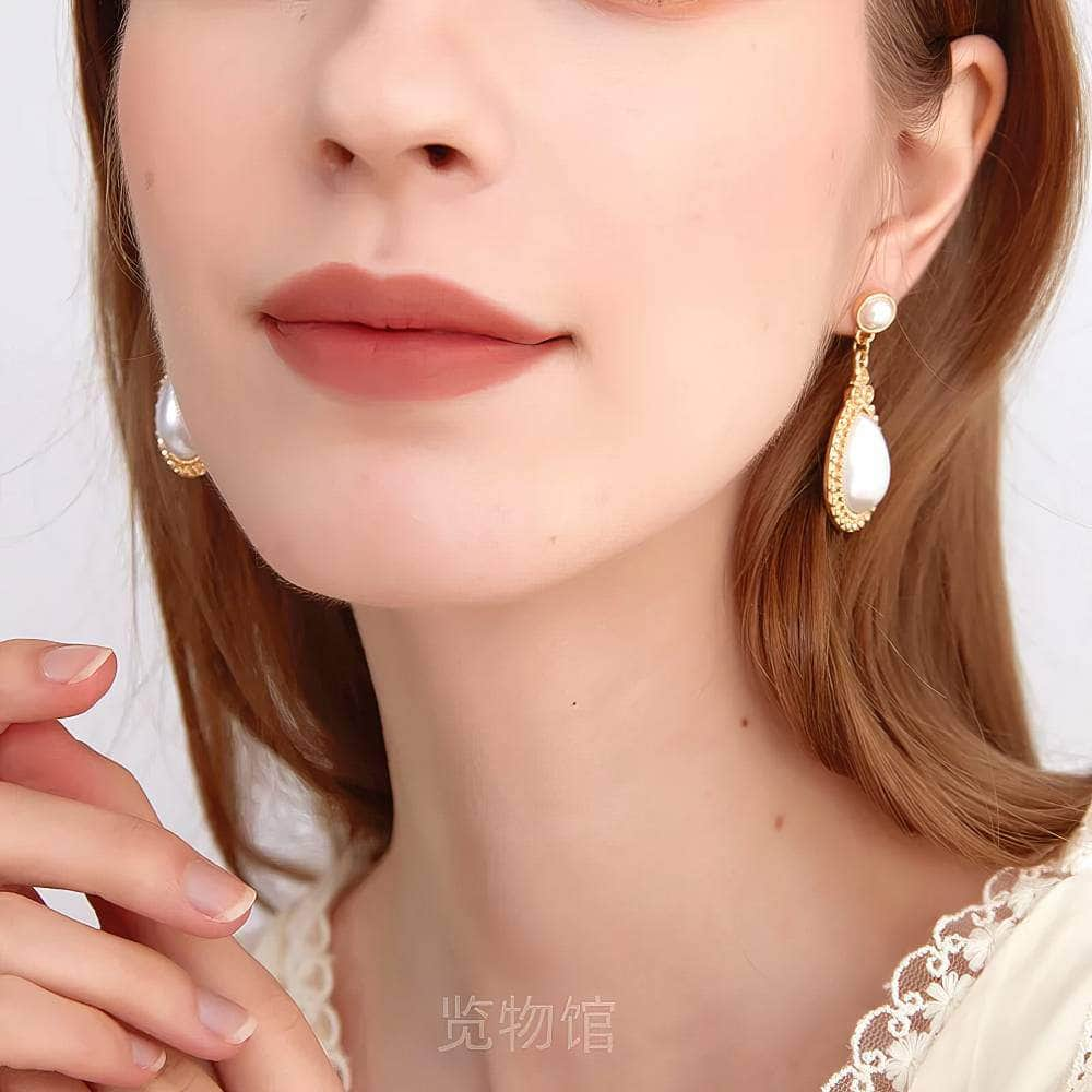 Vintage Baroque Water Drop Pearl Earrings