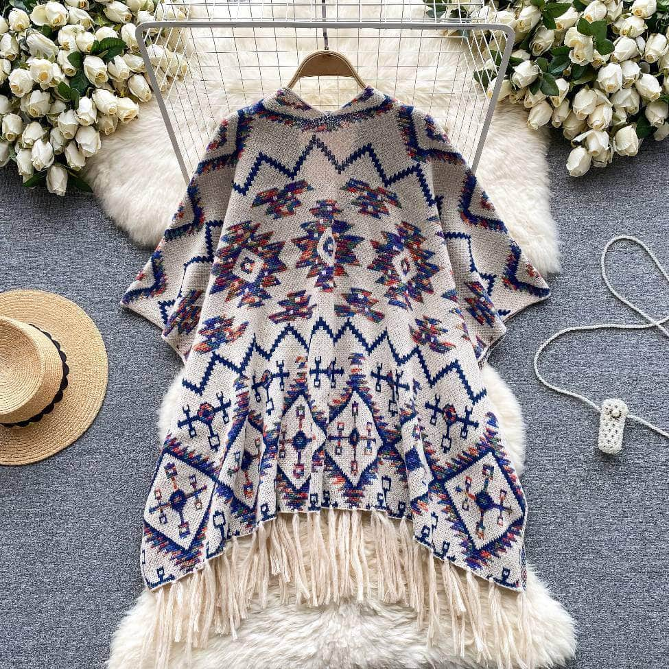 Vintage Bohemian Tassel Detailed Shawl