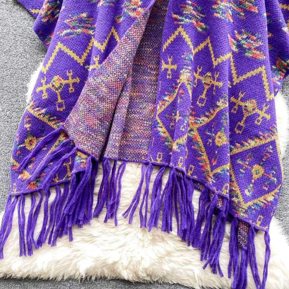 Vintage Bohemian Tassel Detailed Shawl