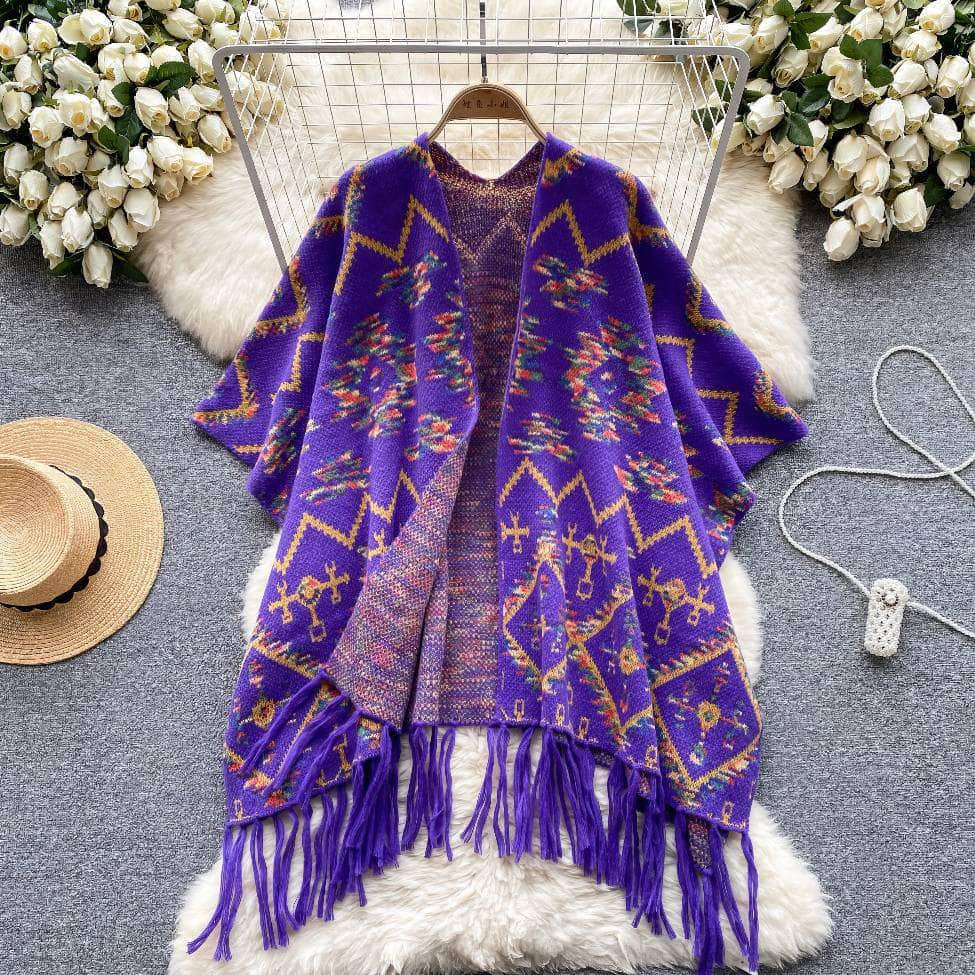 Vintage Bohemian Tassel Detailed Shawl