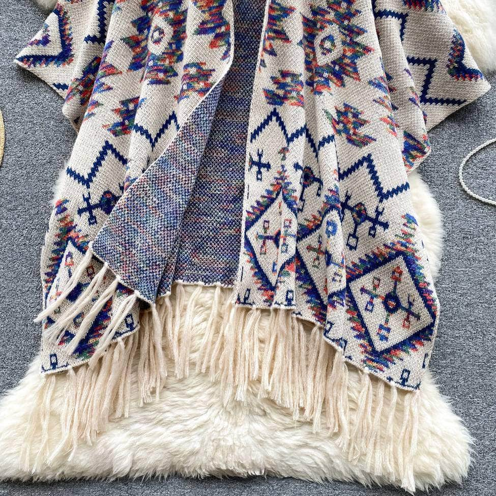 Vintage Bohemian Tassel Detailed Shawl