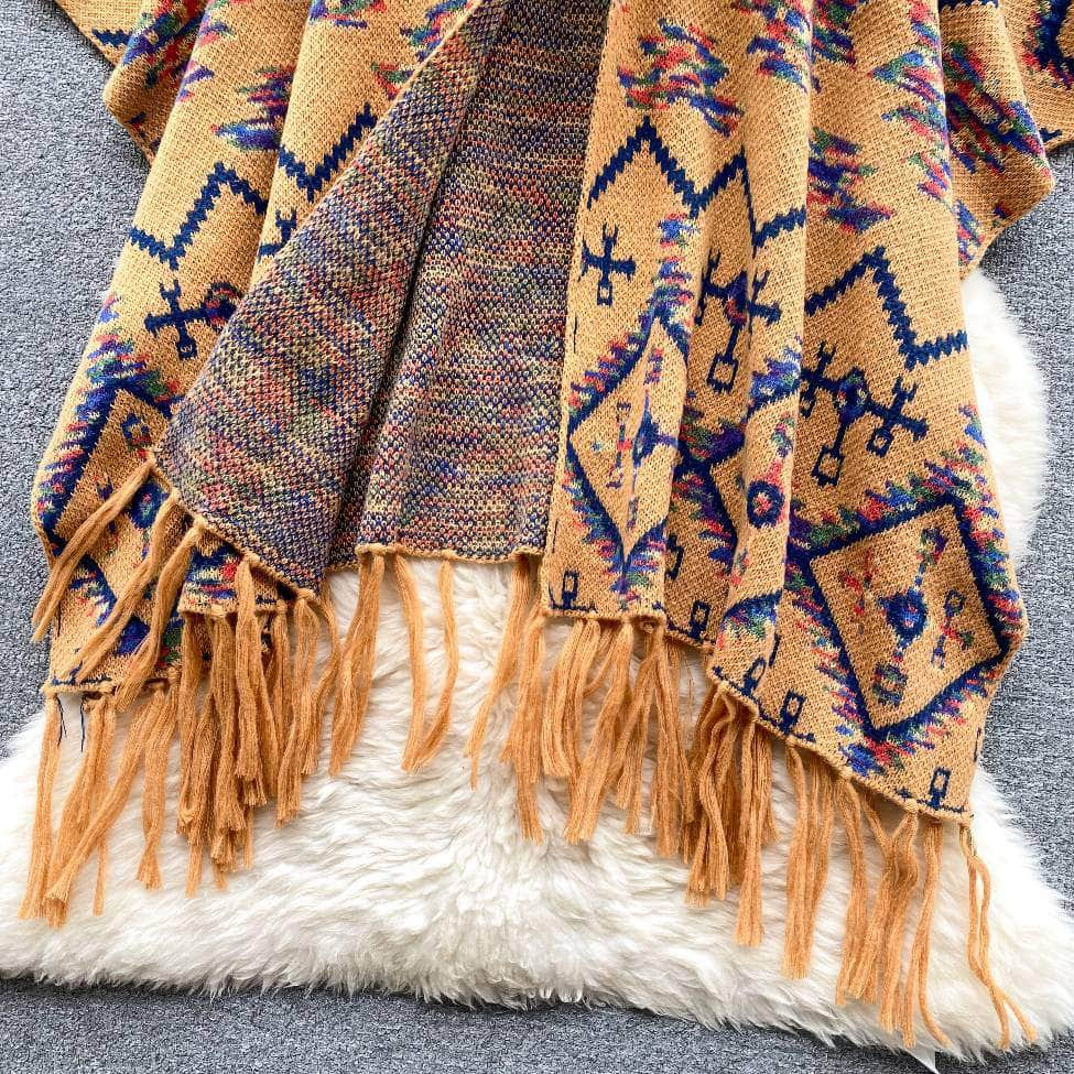 Vintage Bohemian Tassel Detailed Shawl