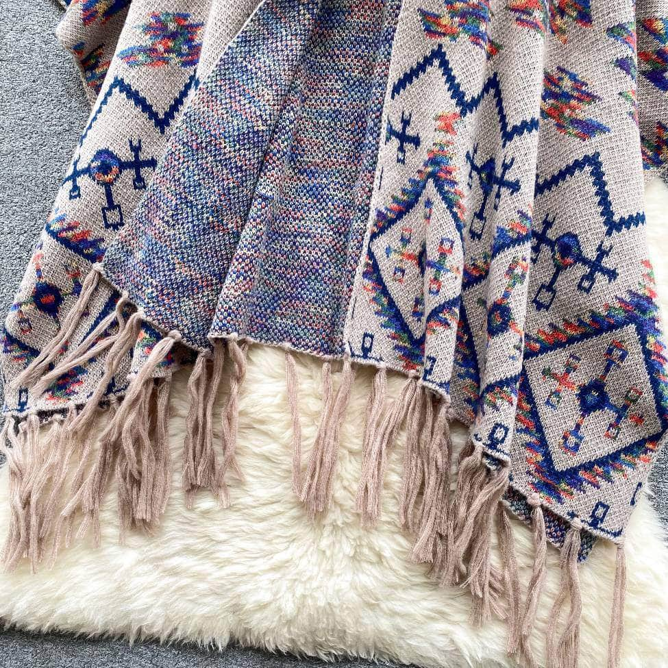 Vintage Bohemian Tassel Detailed Shawl