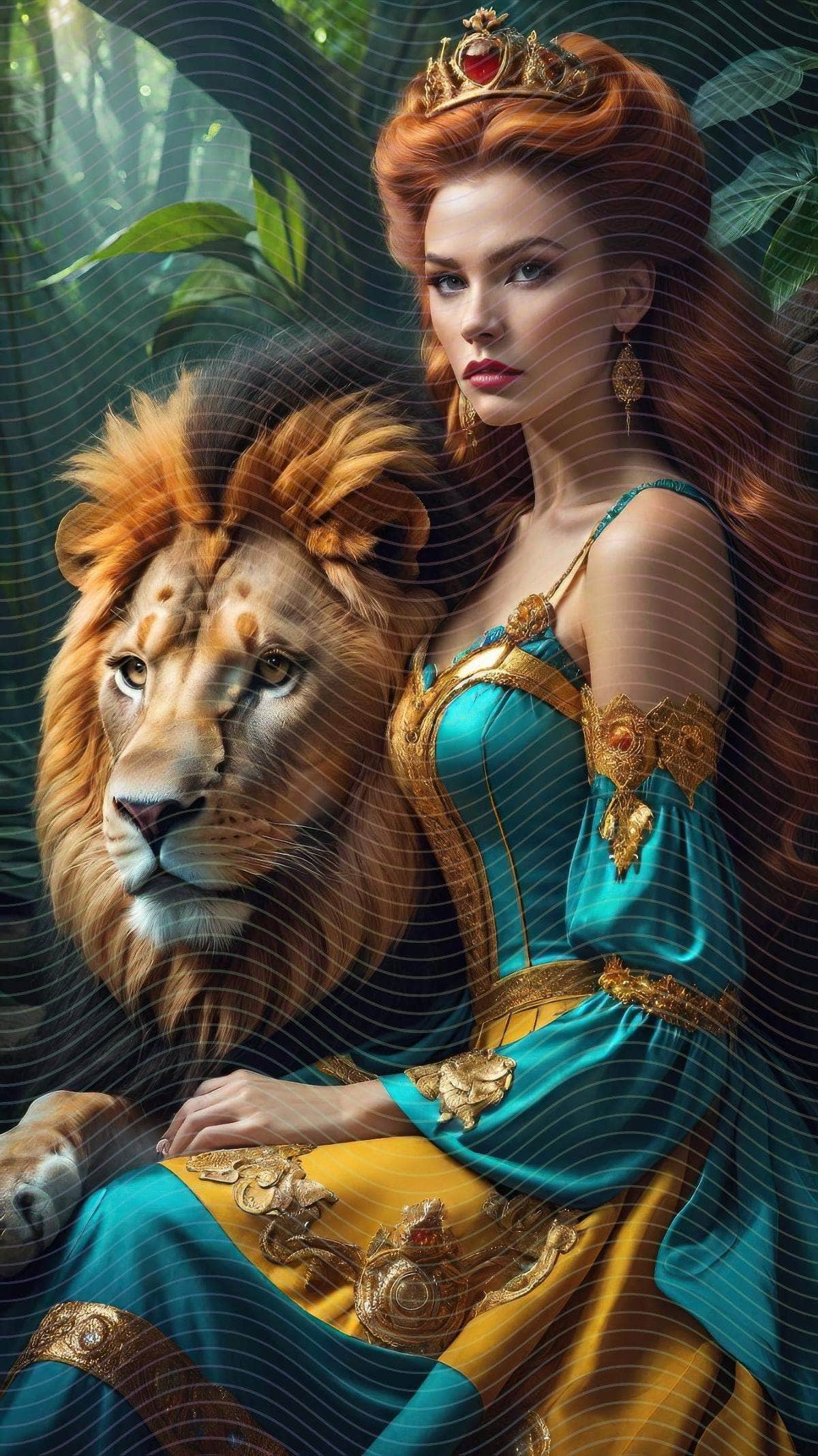 Vintage Goddess And Her Lion