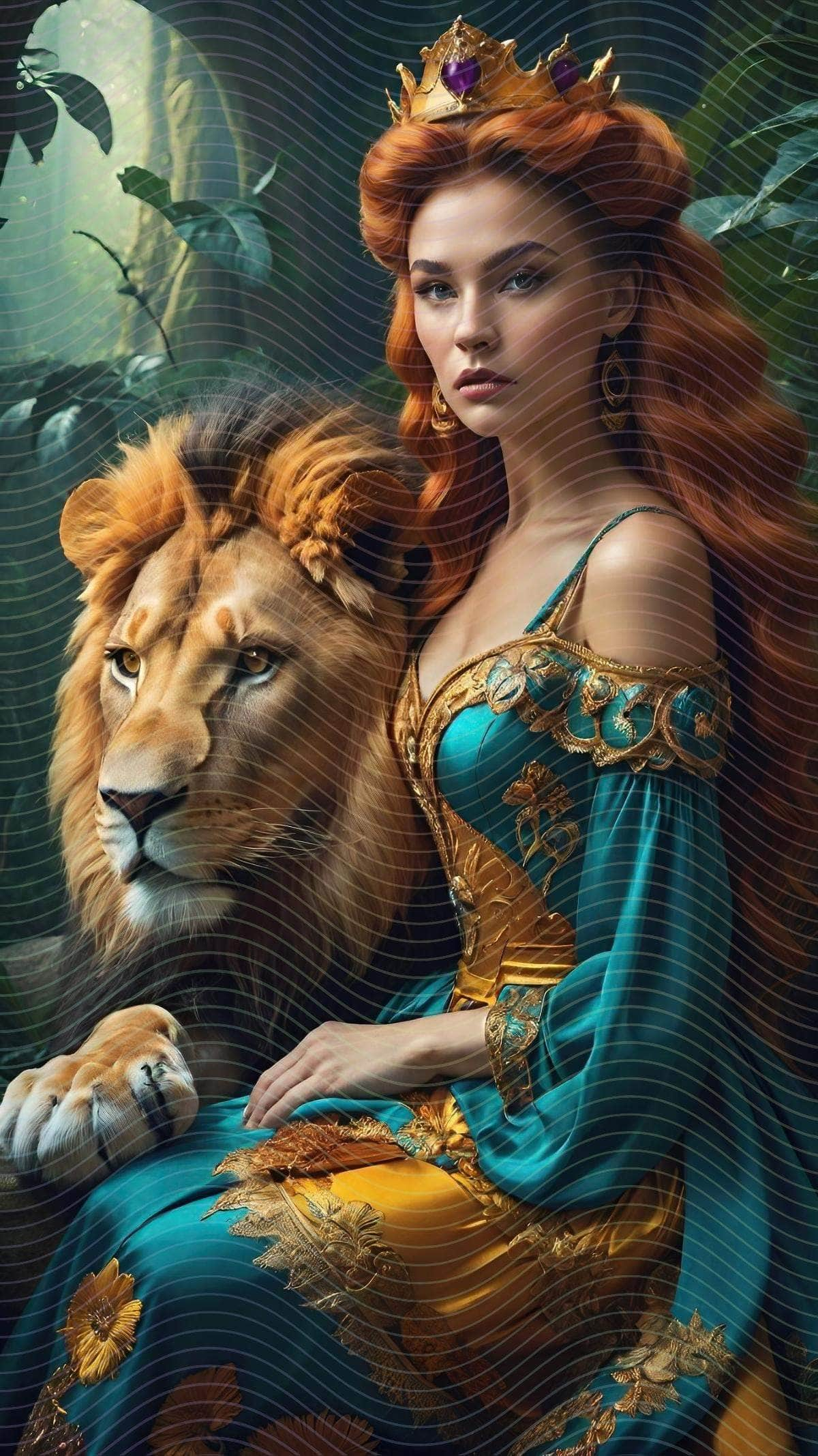 Vintage Goddess And Her Lion