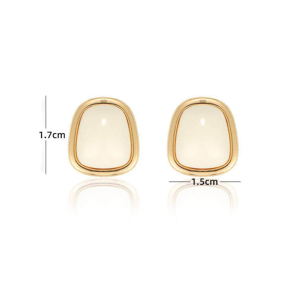 Vintage Gold Accented Opal Gemstone Stud Earrings