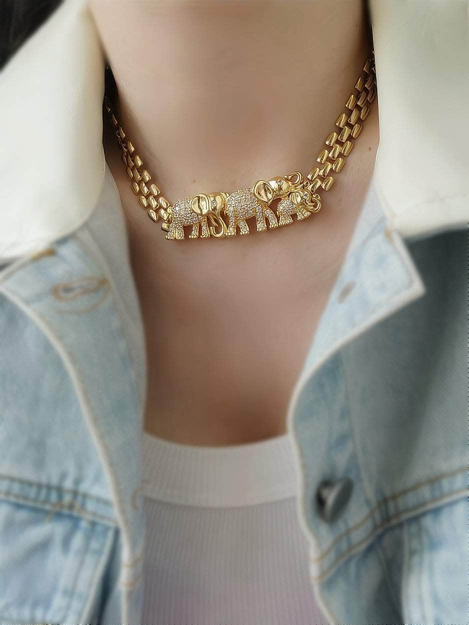 Vintage Haute Couture Crystal Elephant Necklace