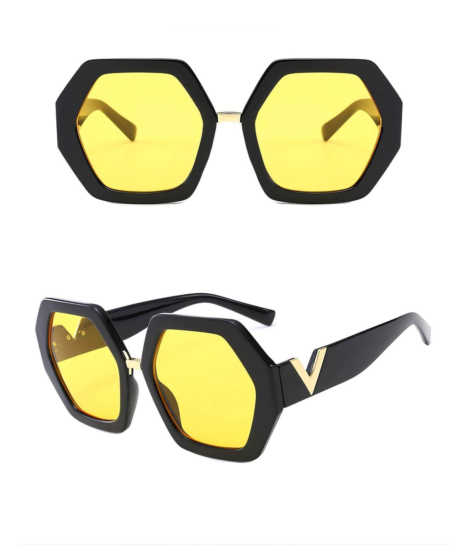 Vintage Hexagon Oversized Sunglasses