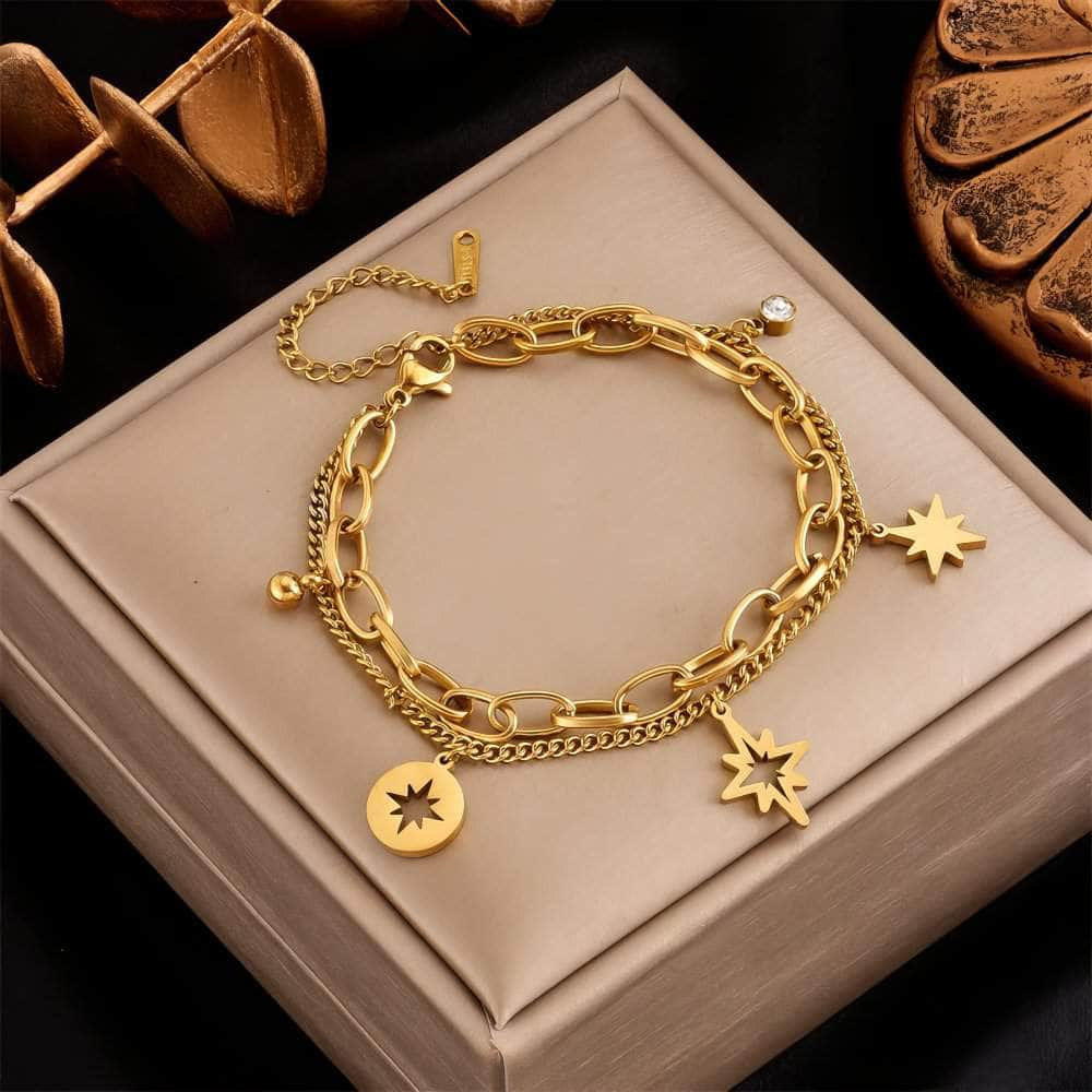 Vintage Hollow Out Stars Bracelet B719